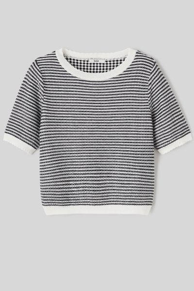 Pull col rond court bicolore