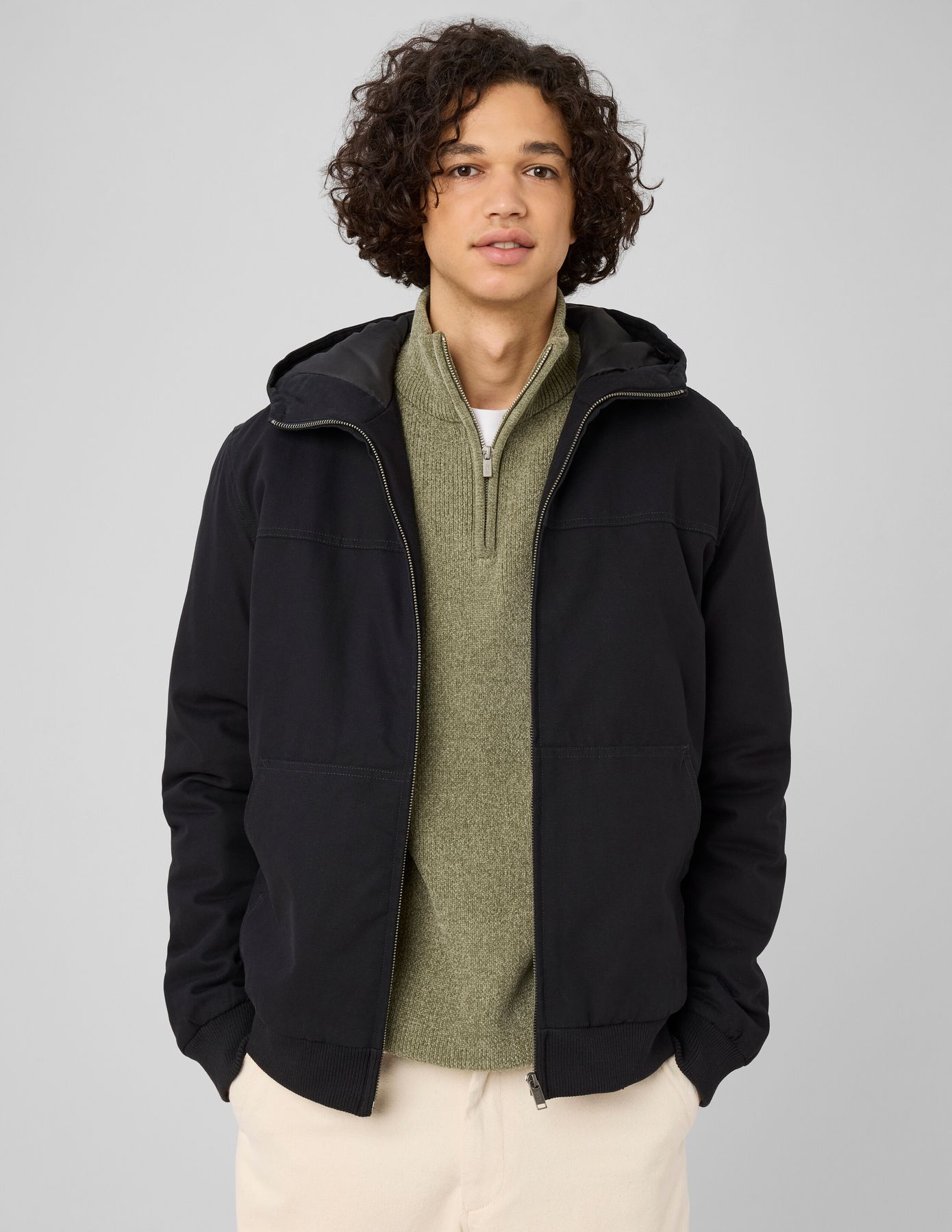 Blouson &agrave; capuche zipp&eacute;