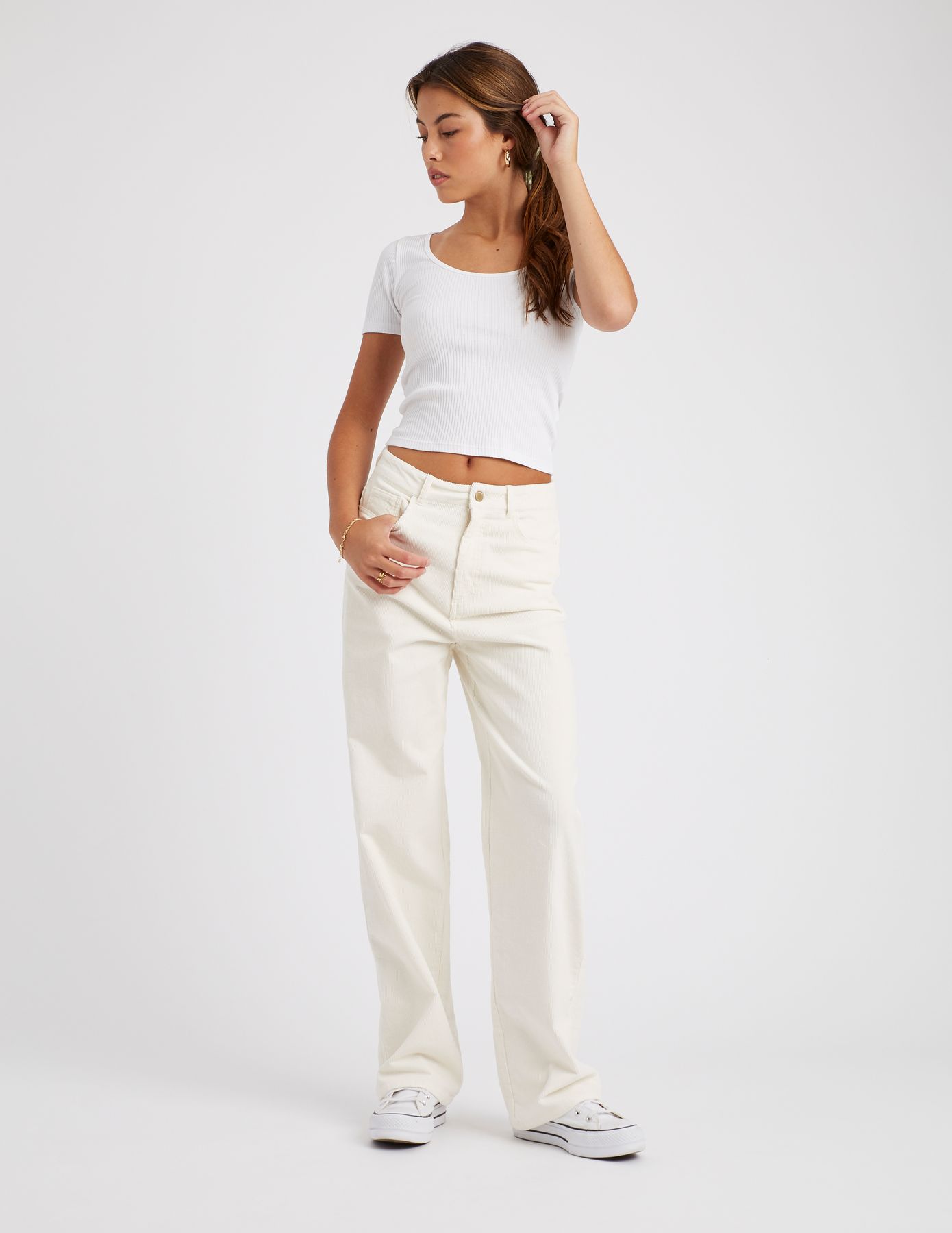 Pantalon straight velours