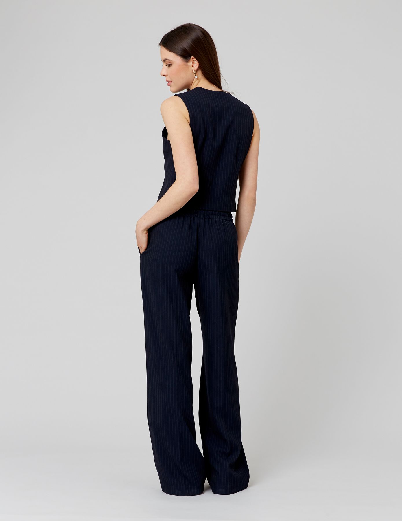 Pantalon rayé polyester recyclé