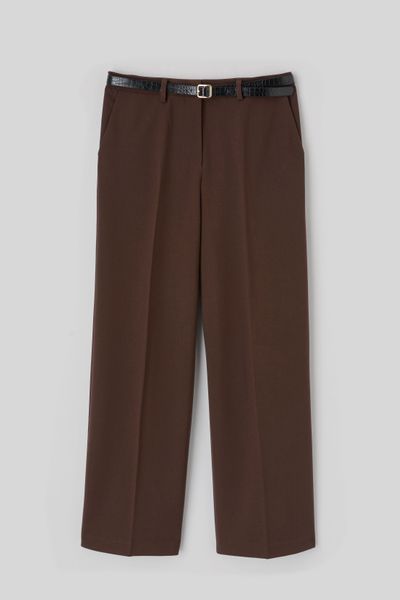 Pantalon droit &agrave; ceinture