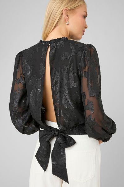 Blouse f&ecirc;te jacquard nou&eacute;e
