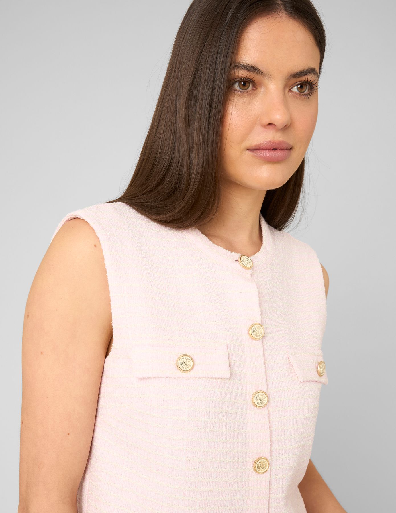 Top sans manches en tweed