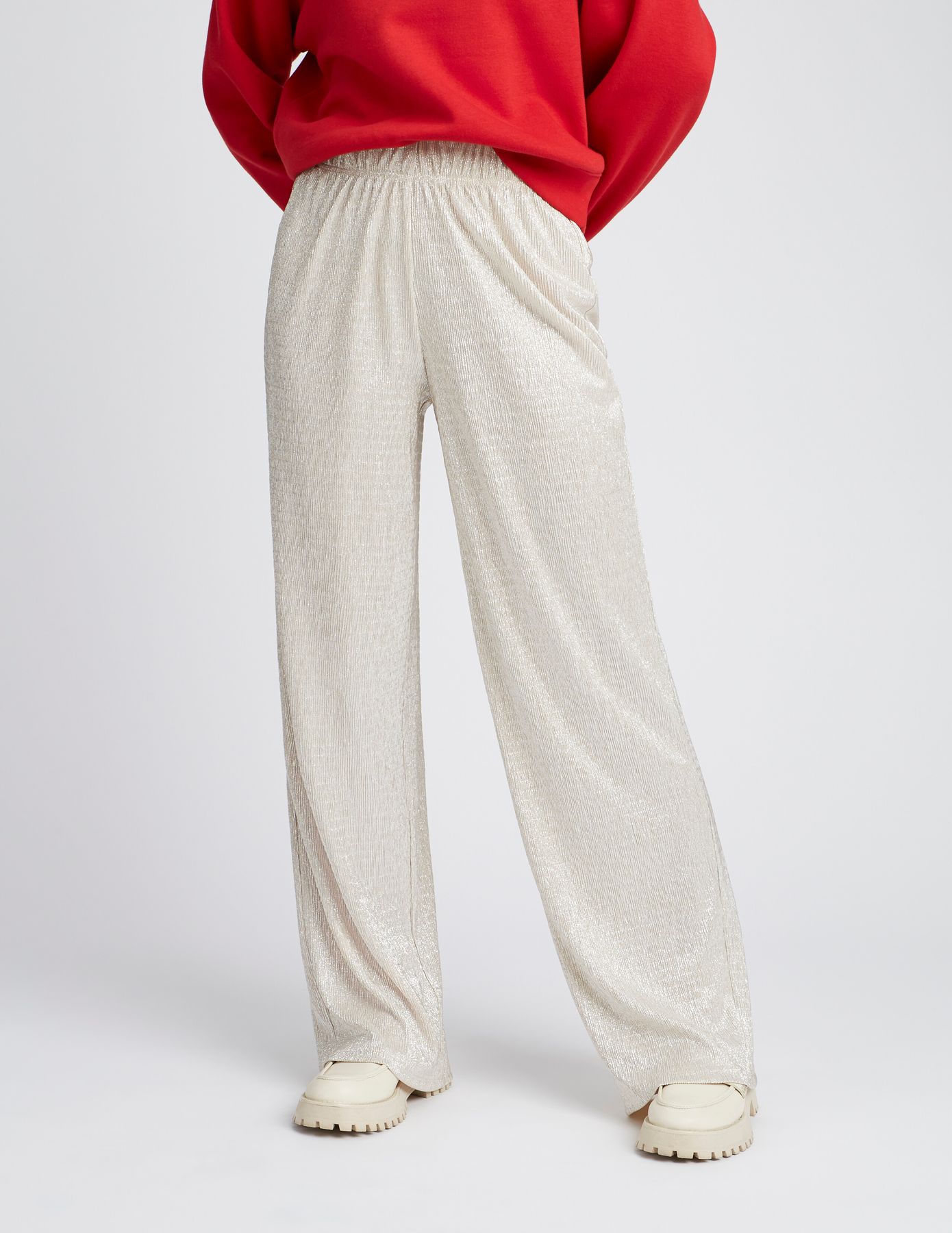 Pantalon texturé et pailleté