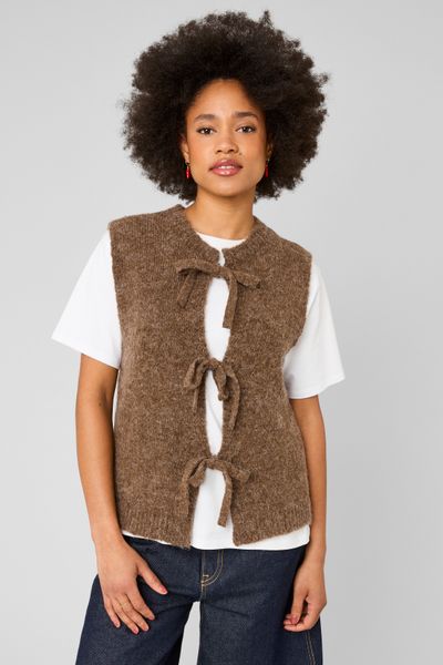 Gilet sans manches &agrave; n&oelig;uds