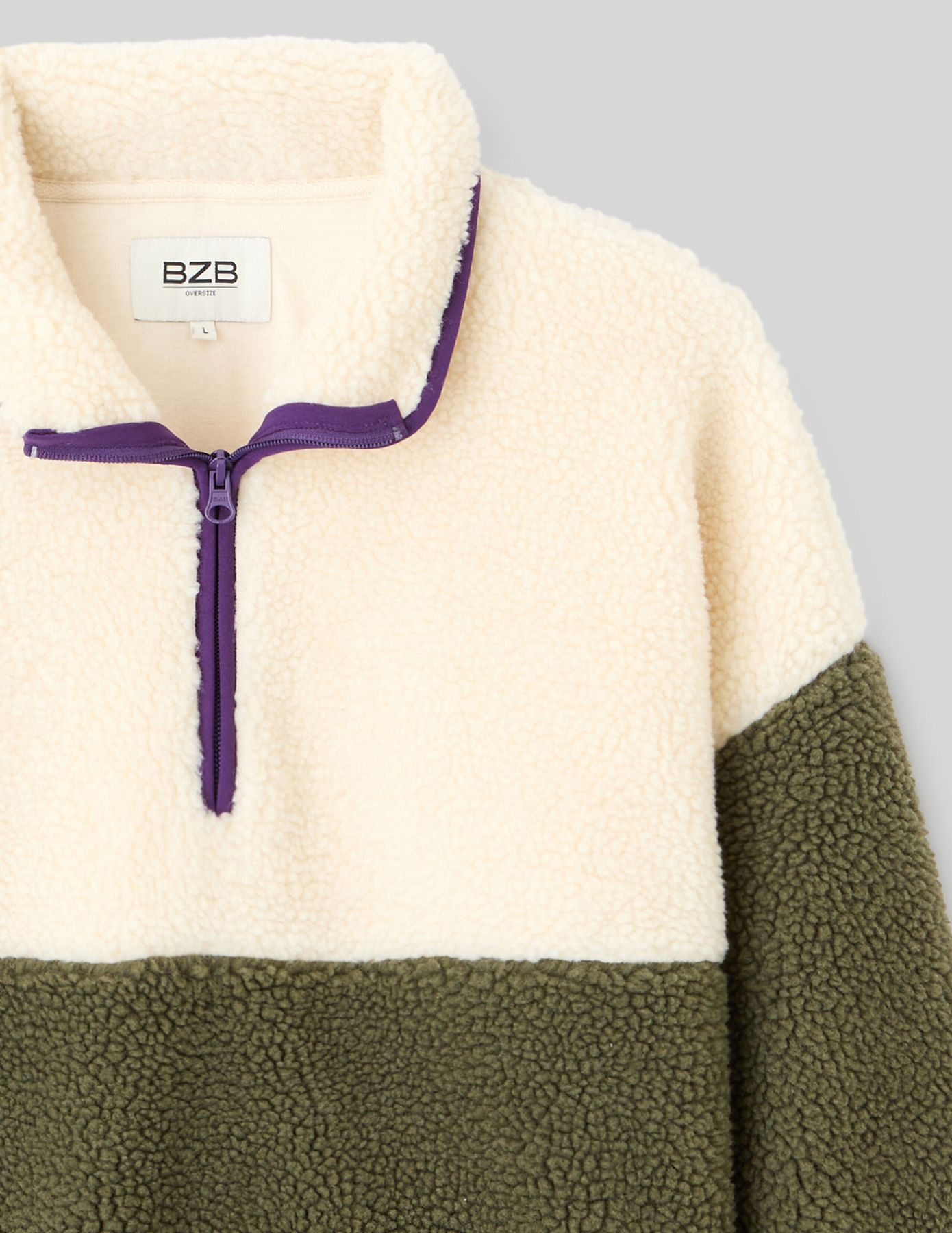 Sweat en sherpa colorblock