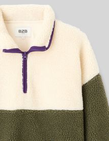 Sweat en sherpa colorblock