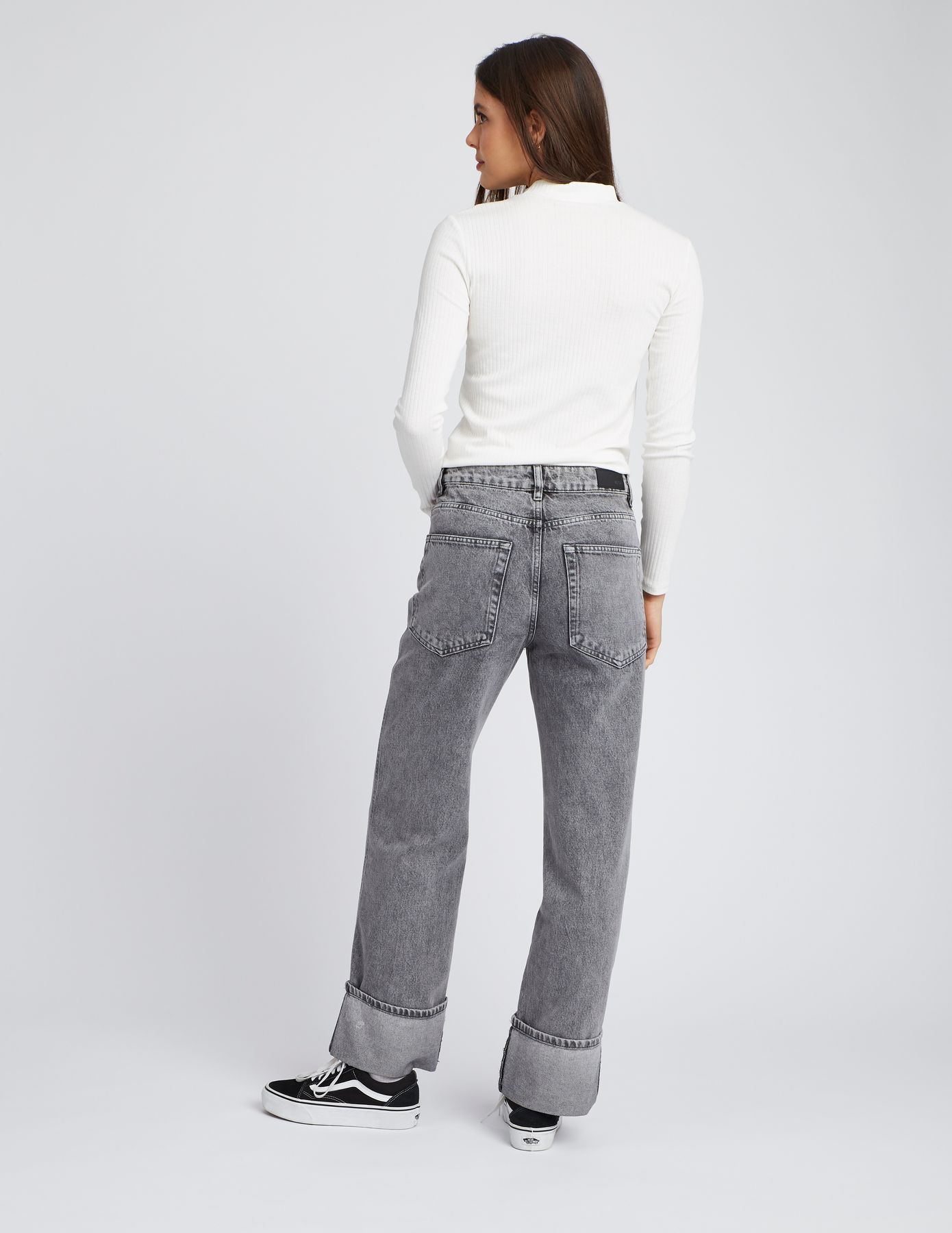 Jean wide leg à revers