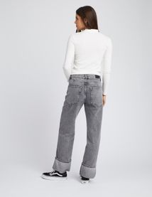 Jean wide leg à revers