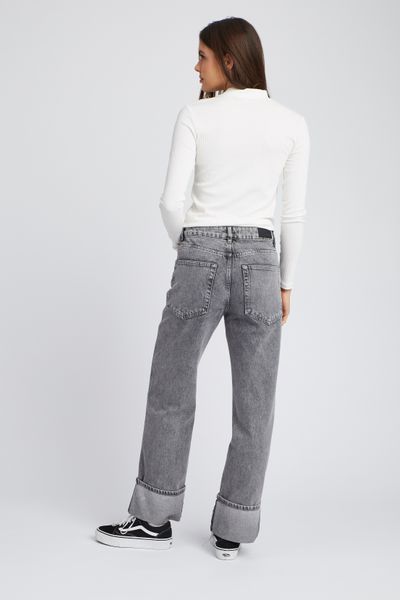 Jean wide leg à revers