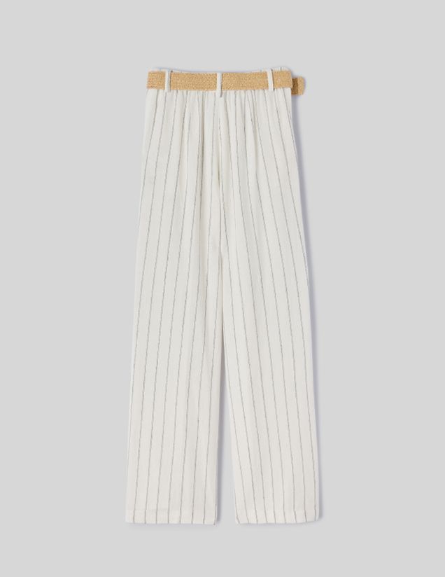 Pantalon fluide rayé en lin