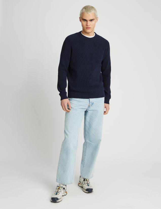 Pull col rond maille côtelée