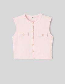 Top sans manches en tweed