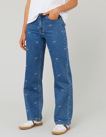 Jean straight brodé noeuds