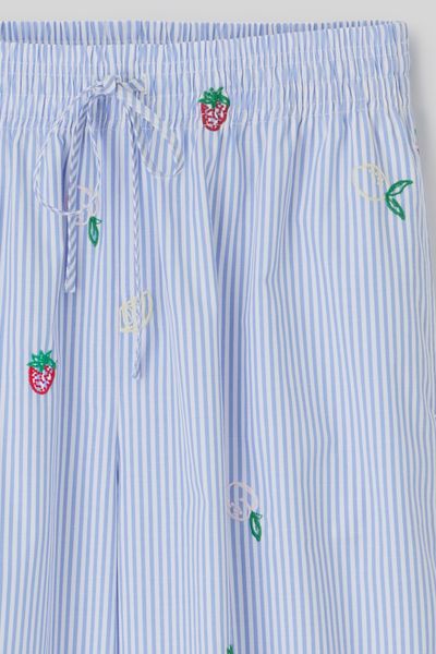 Pantalon rayé brodé