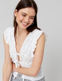 Top à nouer broderie 3D