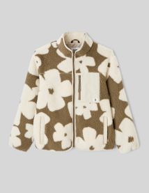 Veste sherpa zippée fleurs