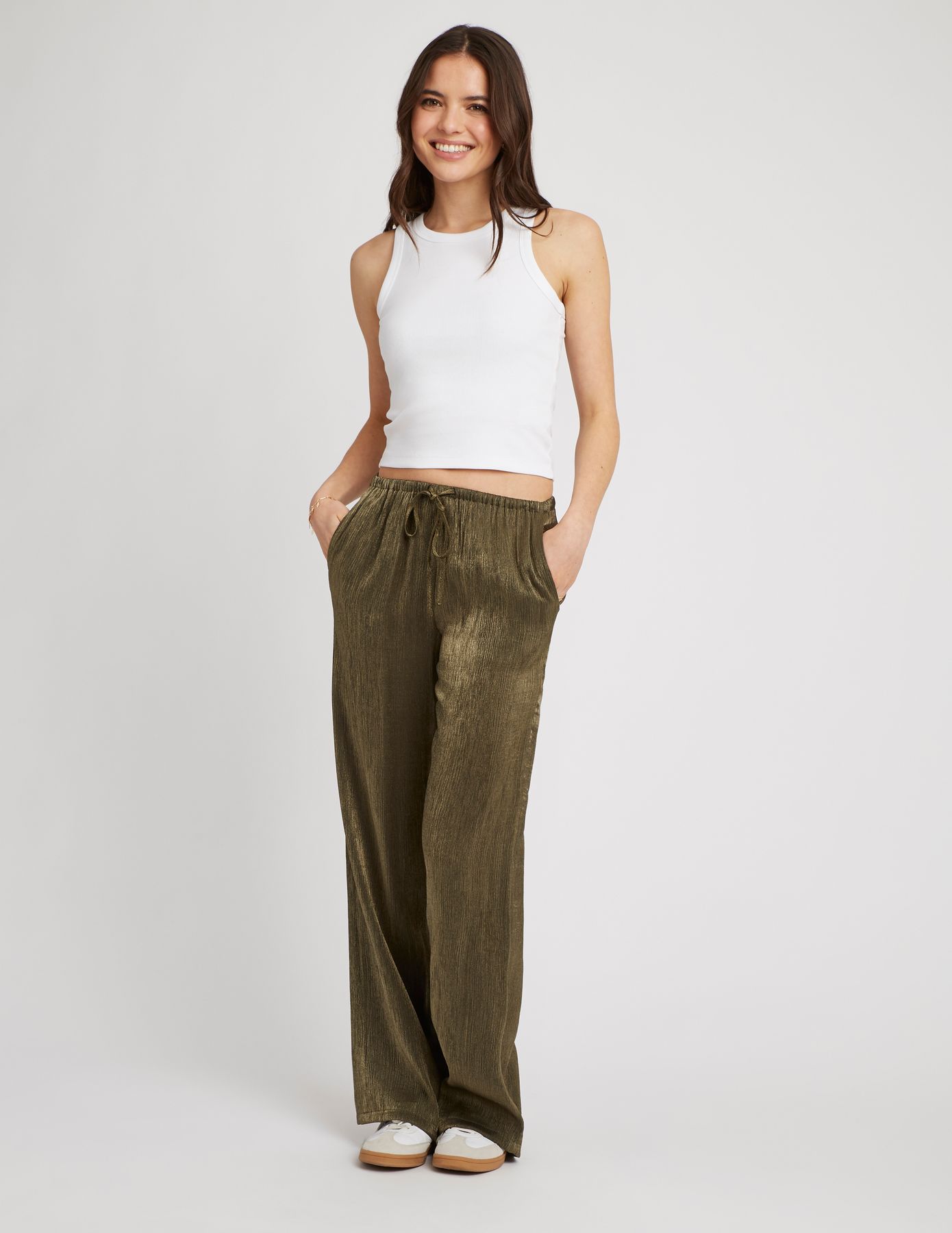 Pantalon satin plissé