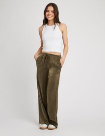 Pantalon satin plissé