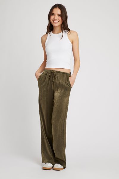 Pantalon satin plissé