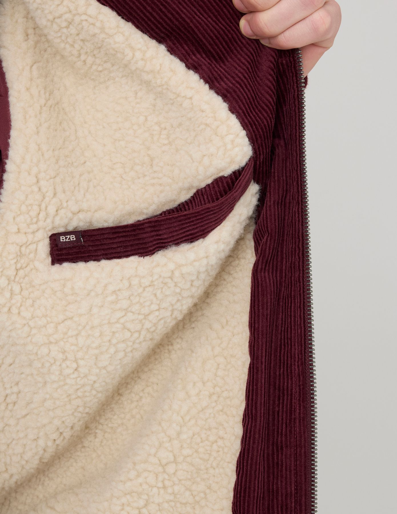 Blouson zippé velours col sherpa