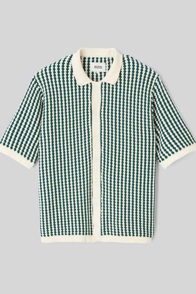 Chemise manches courtes rayée tricot