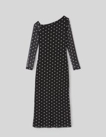 Robe longue imprim&eacute;e pois