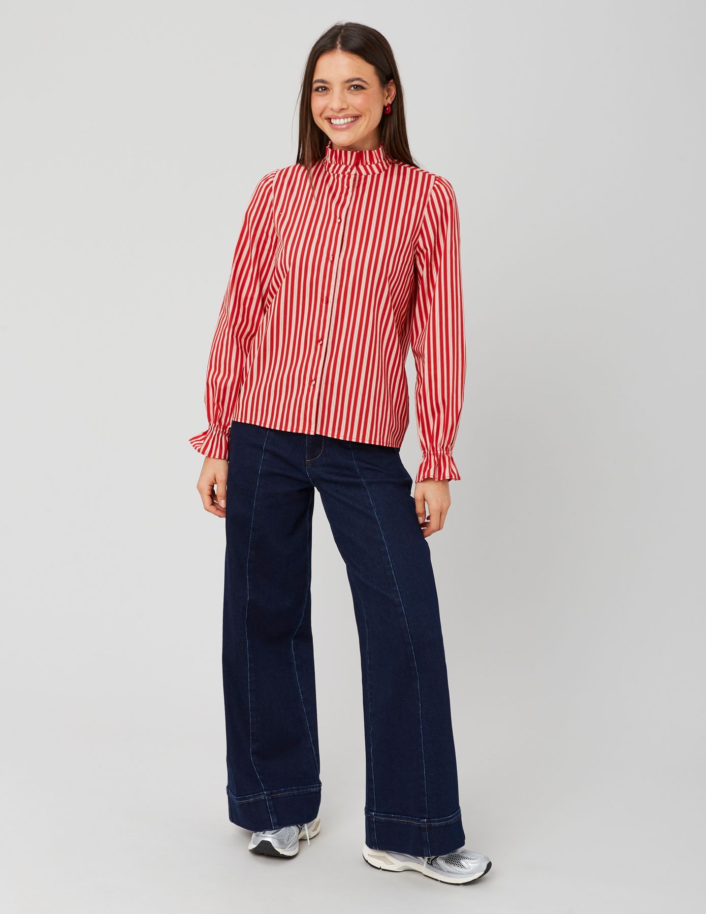 Chemise col montant rayée