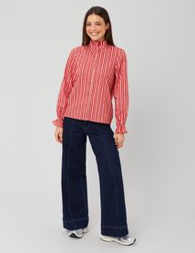 Chemise col montant rayée