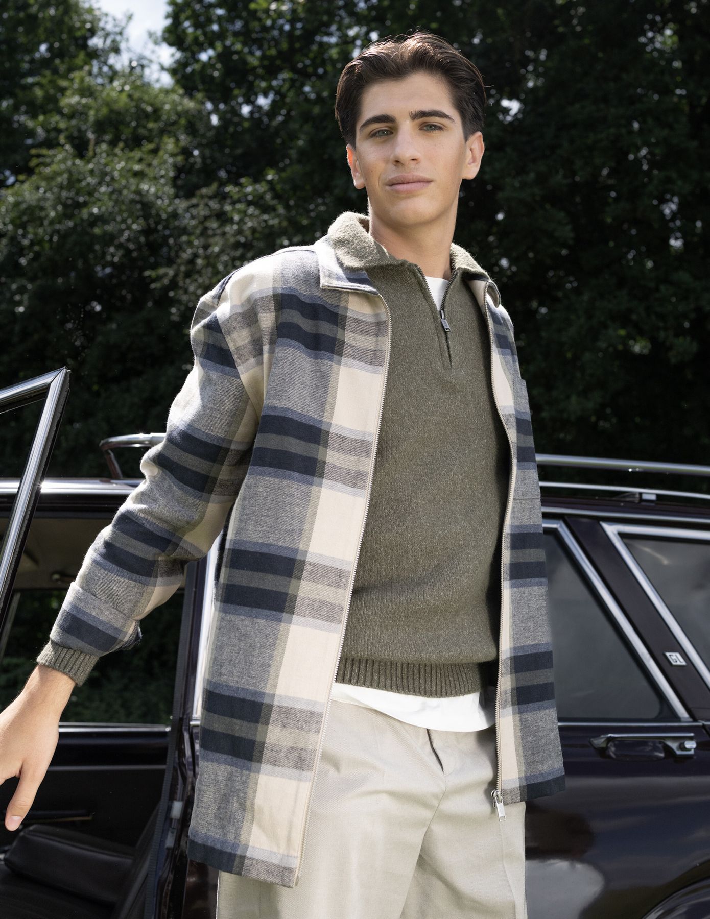 Surchemise à carreaux zippée