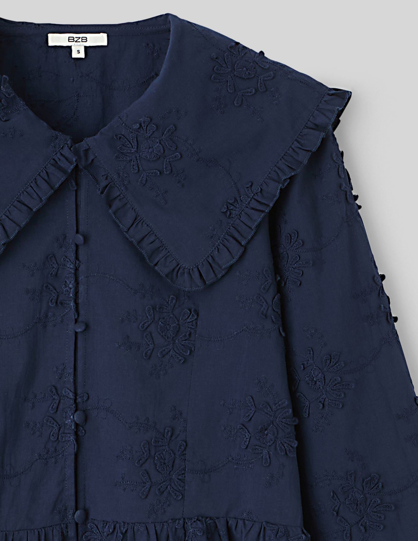 Chemise maxi col broderie 3D