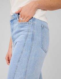 Jean wide leg &agrave; strass