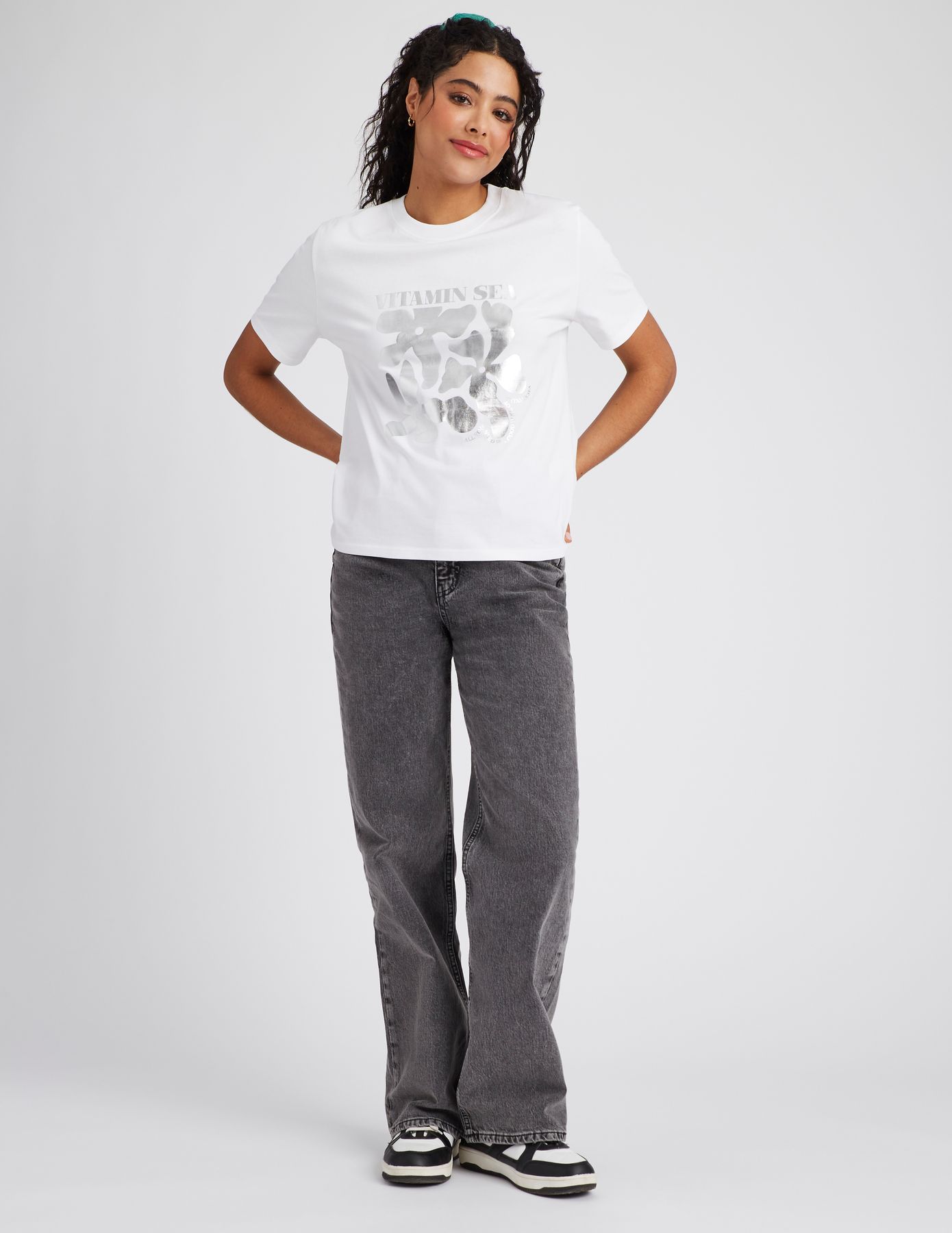 T-shirt imprim&eacute; argent&eacute;