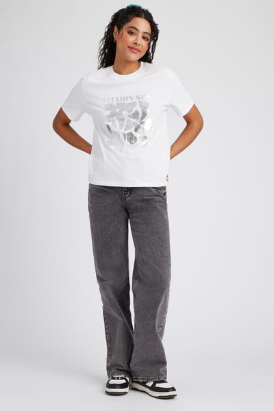 T-shirt imprim&eacute; argent&eacute;