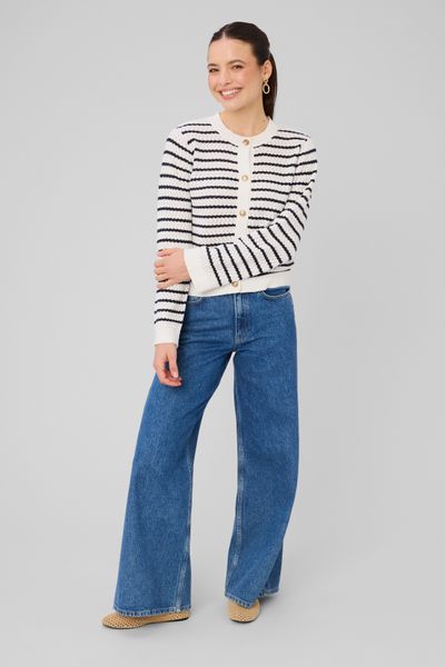 Gilet boutonn&eacute; &agrave; rayures