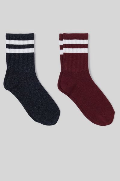 Lot de 2 paires de chaussettes &agrave; fil m&eacute;talis&eacute;