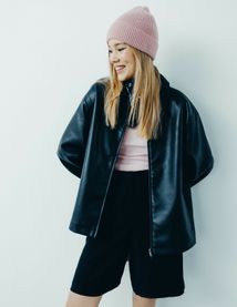Blouson zippé en tissu enduit