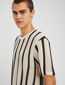 T-shirt tricot &agrave; rayures