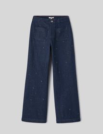 Jean wide leg brod&eacute;