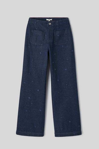 Jean wide leg brod&eacute;
