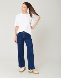 Jean wide leg pli permanent