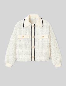Veste en tweed col contrasté