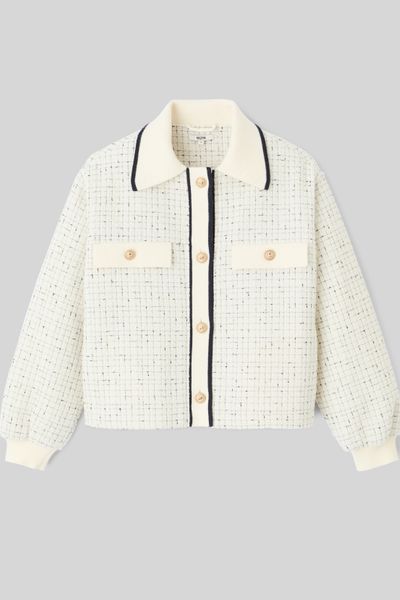 Veste en tweed col contrasté