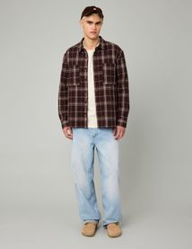 Surchemise waffle &agrave; carreaux