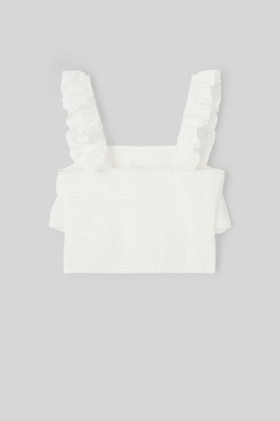 Top broderie anglaise à volant