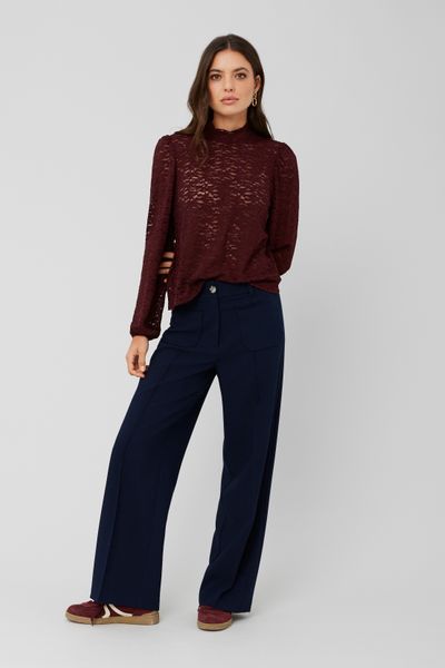 Pantalon tailleur poches plaquées