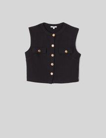Top sans manches effet tweed