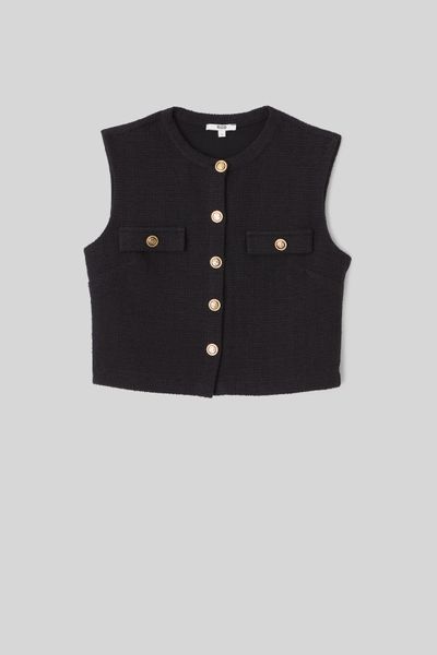 Top sans manches effet tweed