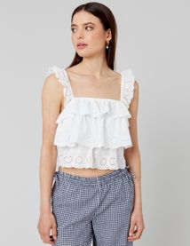 Top broderie anglaise à volant