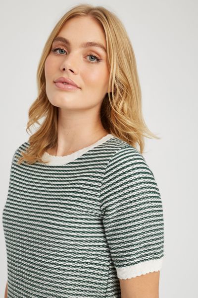 Pull col rond court bicolore